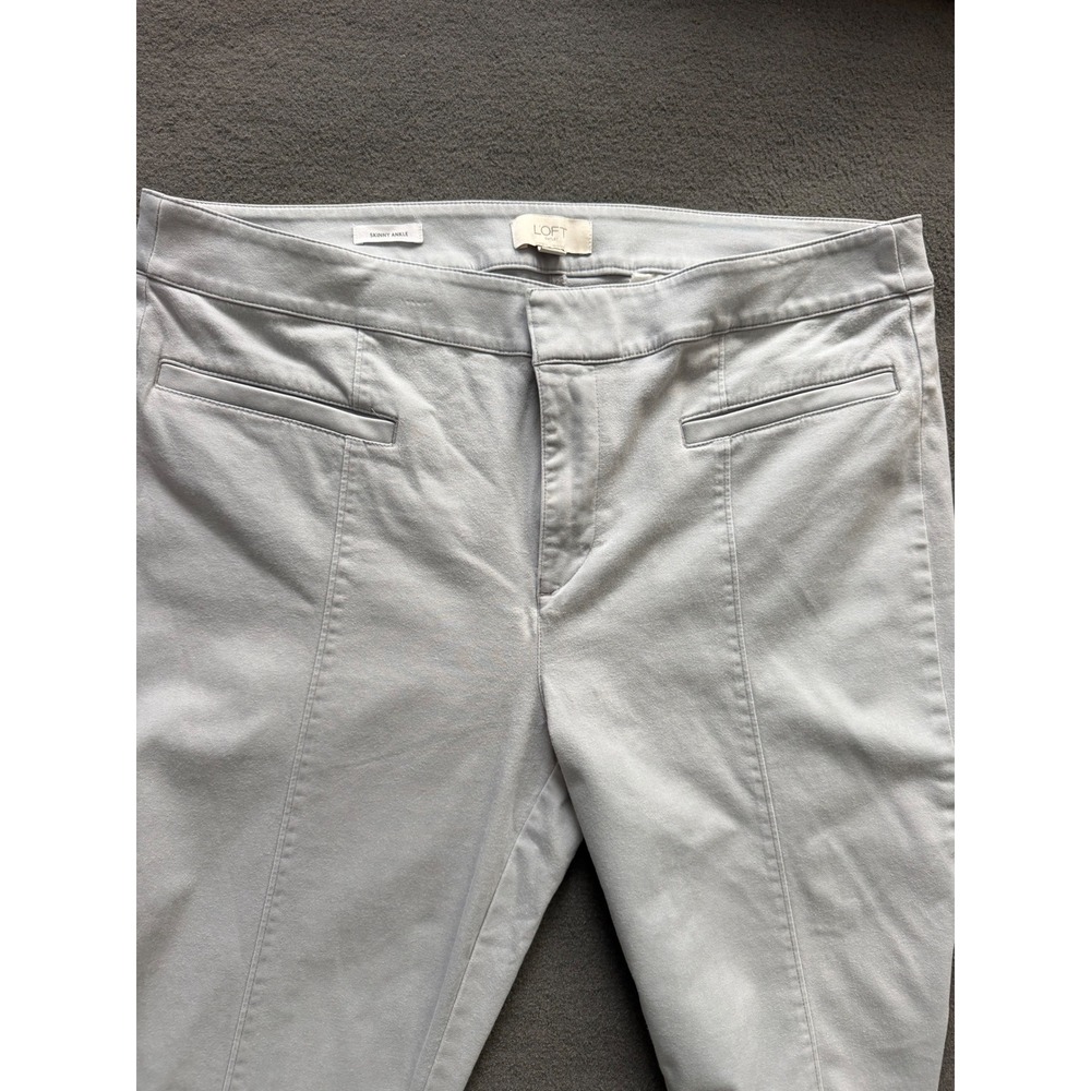 Loft Outlet Women Light Gray Skinny Ankle Seamed Front Pants Size 14 High Rise - Picture 7 of 14